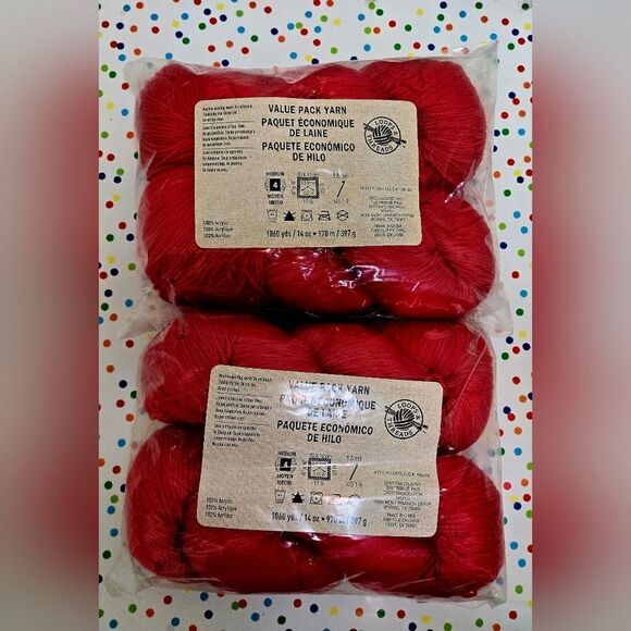 NIP LOOPS & THREADS VALUE PACK KNITTING YARD RED TOTAL 2120 YDS - Picture 2 of 8